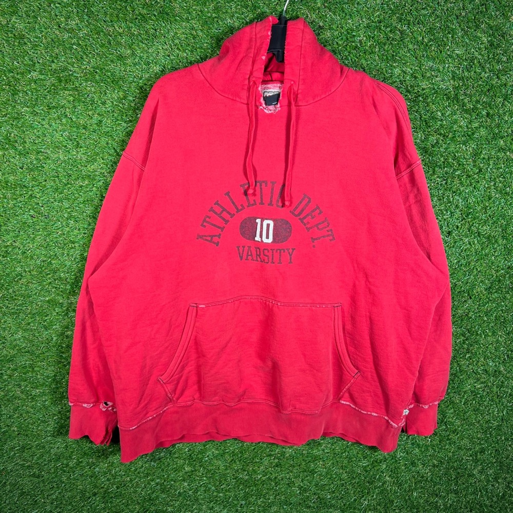 Arizona Jean Co Red Varsity Athletic Dept 10 Hoodie Distressed Mens XL Y2K